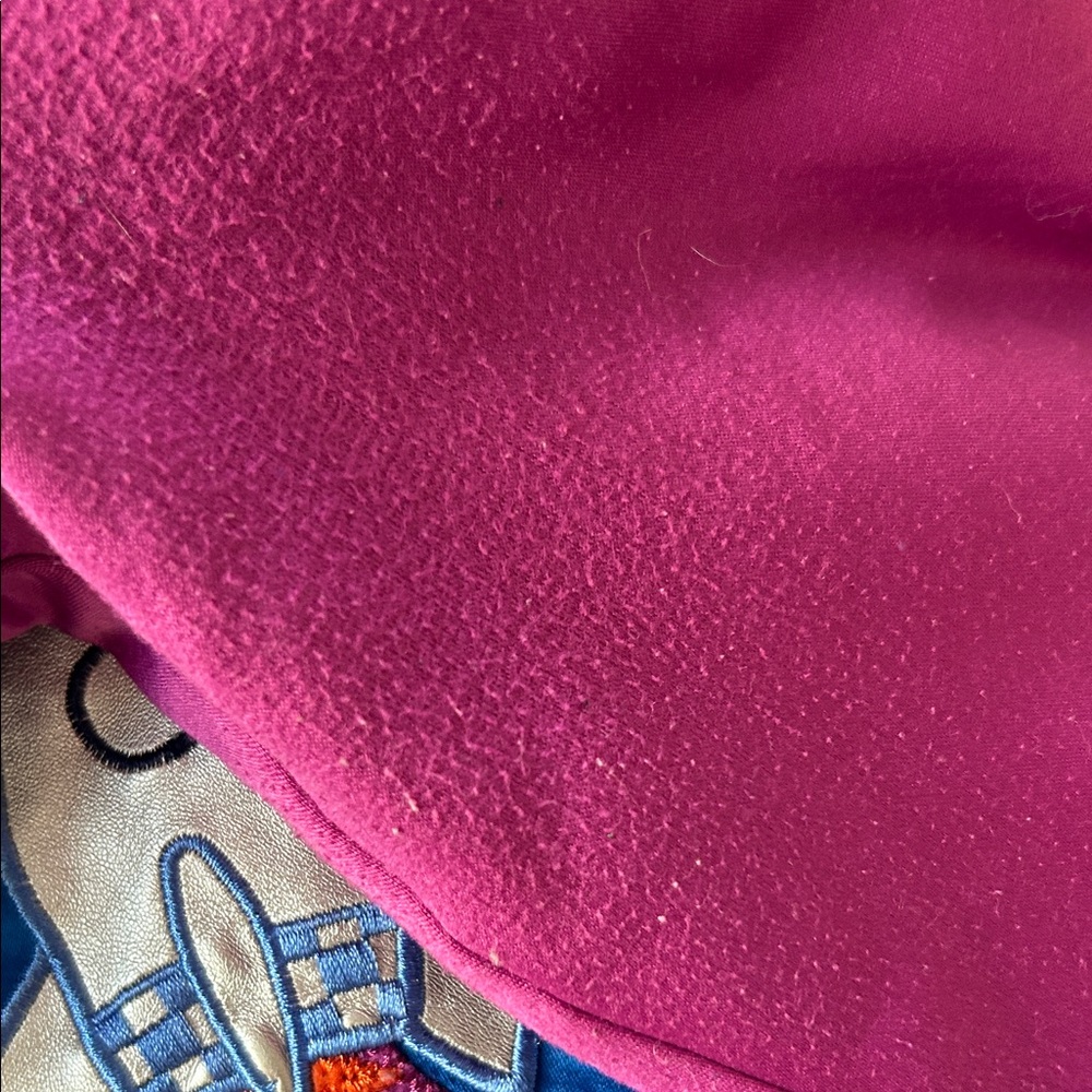 Stella McCartney Kids Blue and Magenta Satin Bomber Jacket with Patch Details - Picture 6 of 9